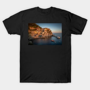 Manarola Village View at Sunset with Long Exposure T-Shirt